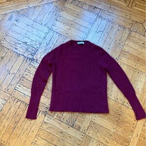 White + Warren Burgundy Cashmere Sweater with Wrist Slits